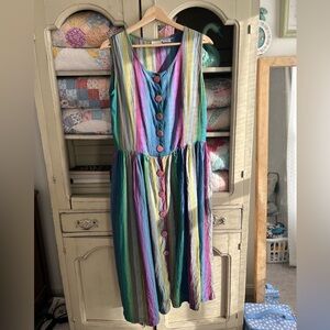 Vintage Styleworks Multicolor Striped Dress sz 14 L